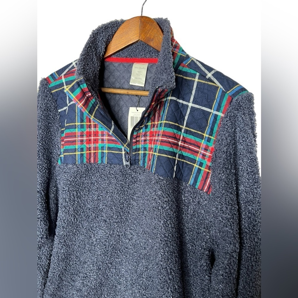 Vera Bradley Women’s 1/4 Zip Sherpa Plaid Fleece Pullover Sweater - Picture 7 of 14